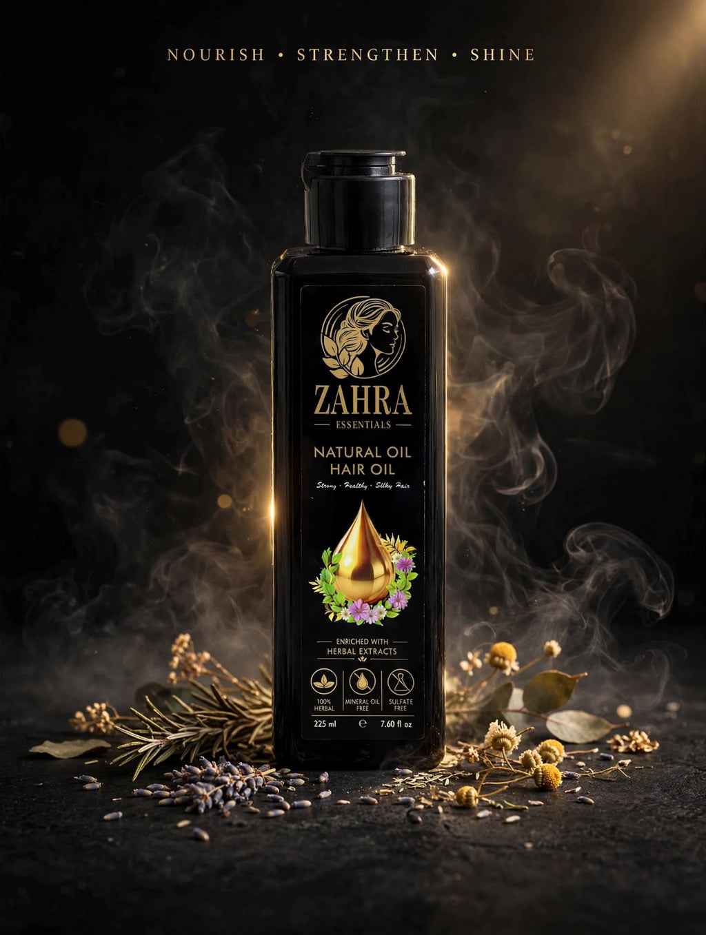 HAIR OIL MADE WITH NATURAL HERBAGE (COCONUT, MUSTARD, CASTOR, ALMOND, ARGAN, JOJOBA)