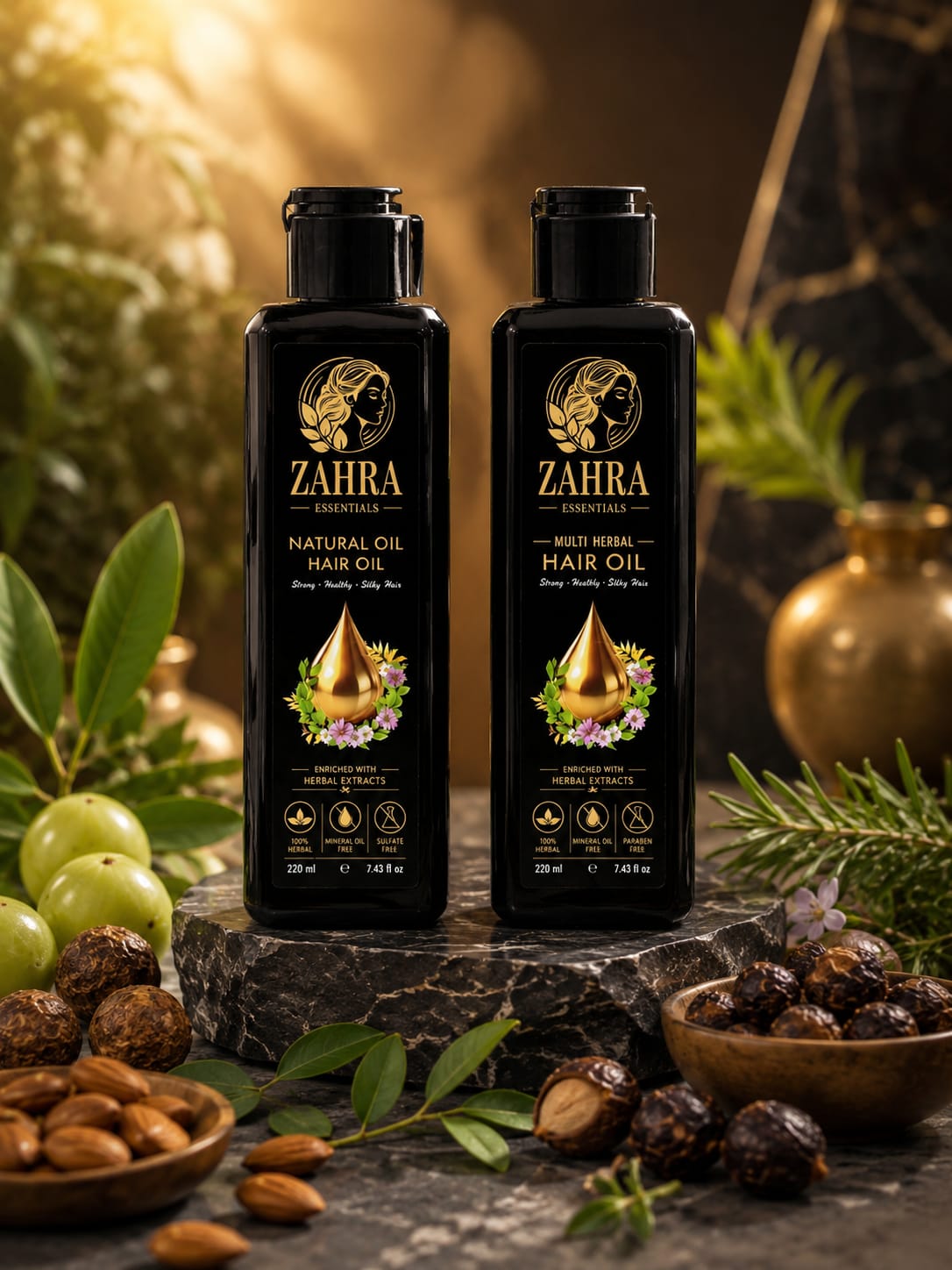 NATURAL HAIR OIL(220ML) + HERBAL HAIR OIL(220ML) COMBO